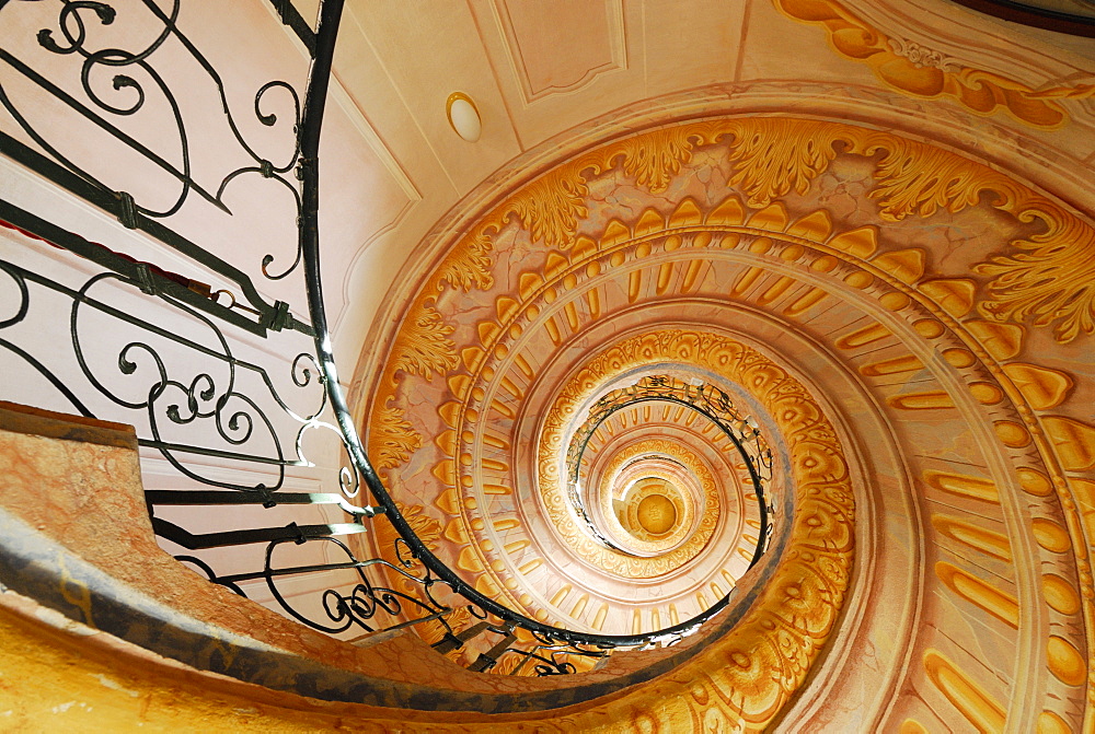 Corkscrew staircase, Melk Abbey, Wachau valley, Lower Austria, Austria