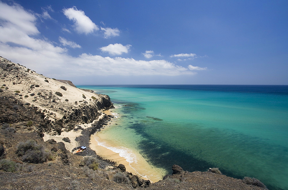 View at coast area and beach in the sunlight, Jandia peninsula, Fuerteventura, Canary Islands, Spain, Europe