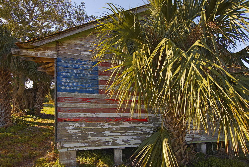 American Flag on Barn, Merritt Island, Florida, USA