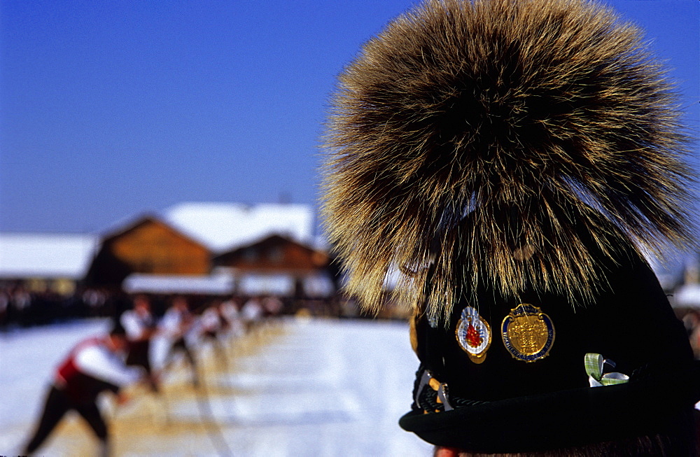 Man with traditional Bavarian hat watching the folklore show in Wals-Siezenheim, Salzburg, Austria