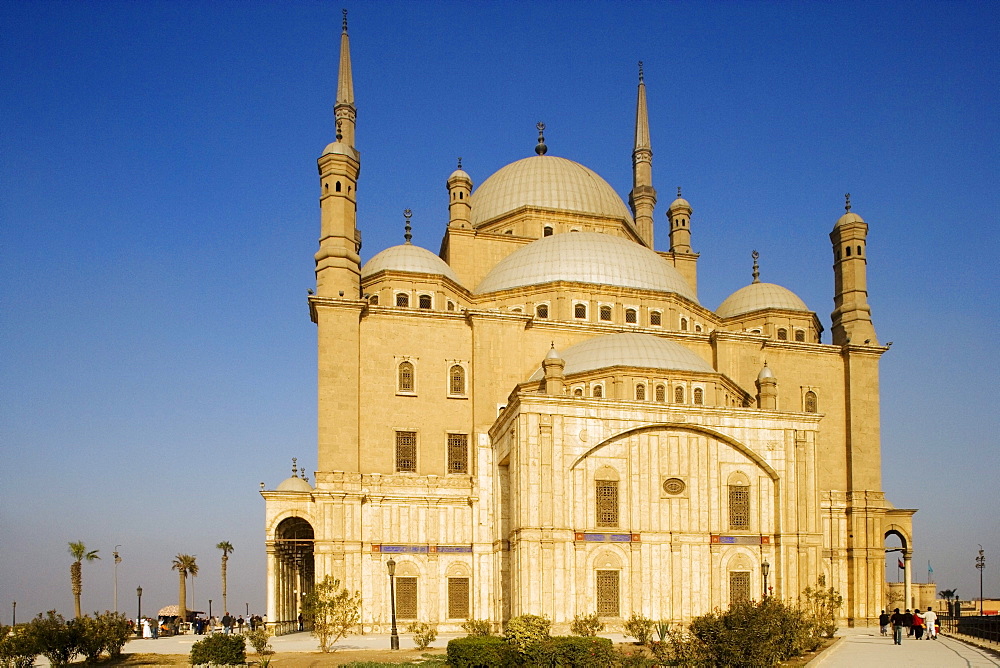 The mosque of Muhammad Ali at the citadel under blue sky, Cairo, Egypt, Africa