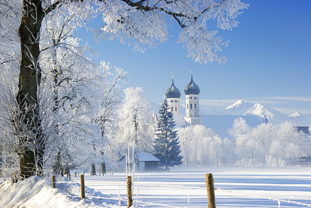 Benediktbeuren Abbey in winter, Upper Bavaria, Germany