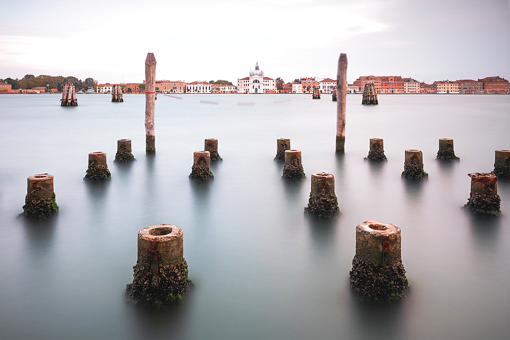 View across the lagoon to the Le Zitelle church on Giudecca, Venice, Veneto, Italy, Europe