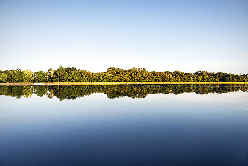 straightened Danube near Lauingen, Dillingen district, Bavaria, Germany