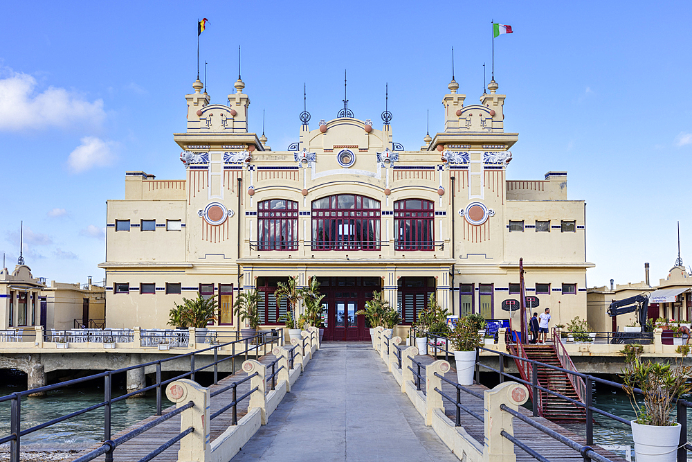 Antique bath house, Mondello, Palermo, Sicily, Italy