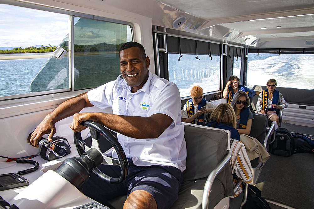 Transfer for guests by speedboat from Port Denarau Marina to Six Senses Fiji Resort on Malolo Island, Port Denarau, near Nadi, Viti Levu, Fiji Islands, South Pacific