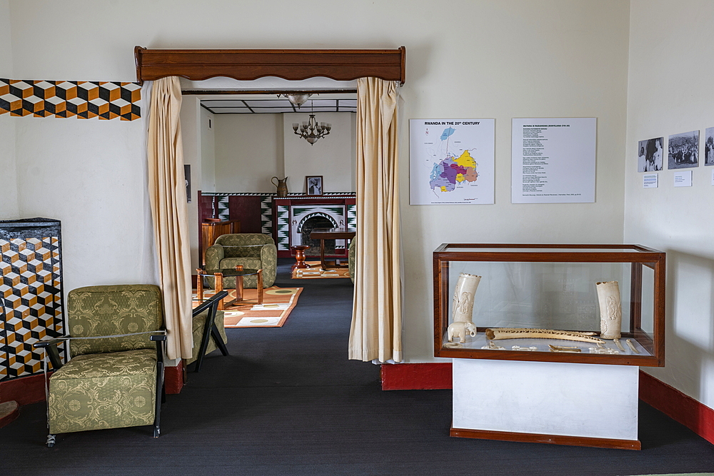 Interior view of a room in the Royal Palace Museum of King Mutara III Rudahigwa 1931, Nyanza, Southern Province, Rwanda, Africa