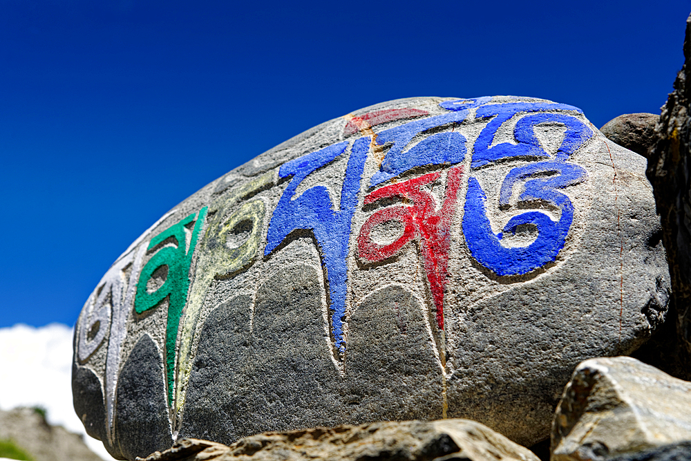 Buddhist manistein near Manang, Nepal, Himalaya, Asia.