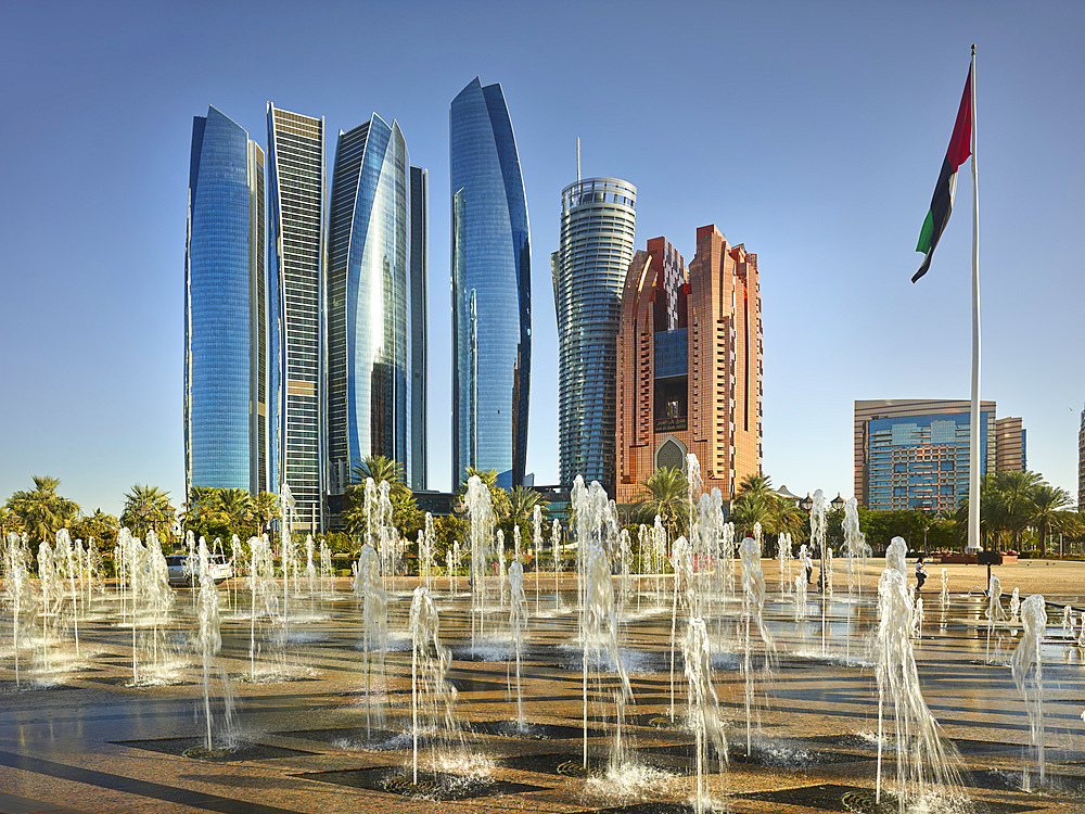 Etihad Towers, fountain, Abu Dhabi, United Arab Emirates