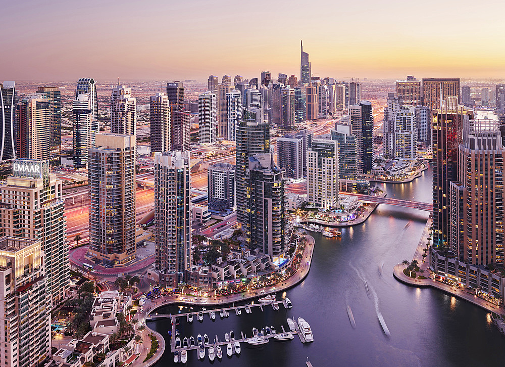 View over the Dubai Marina, Dubai, United Arab Emirates