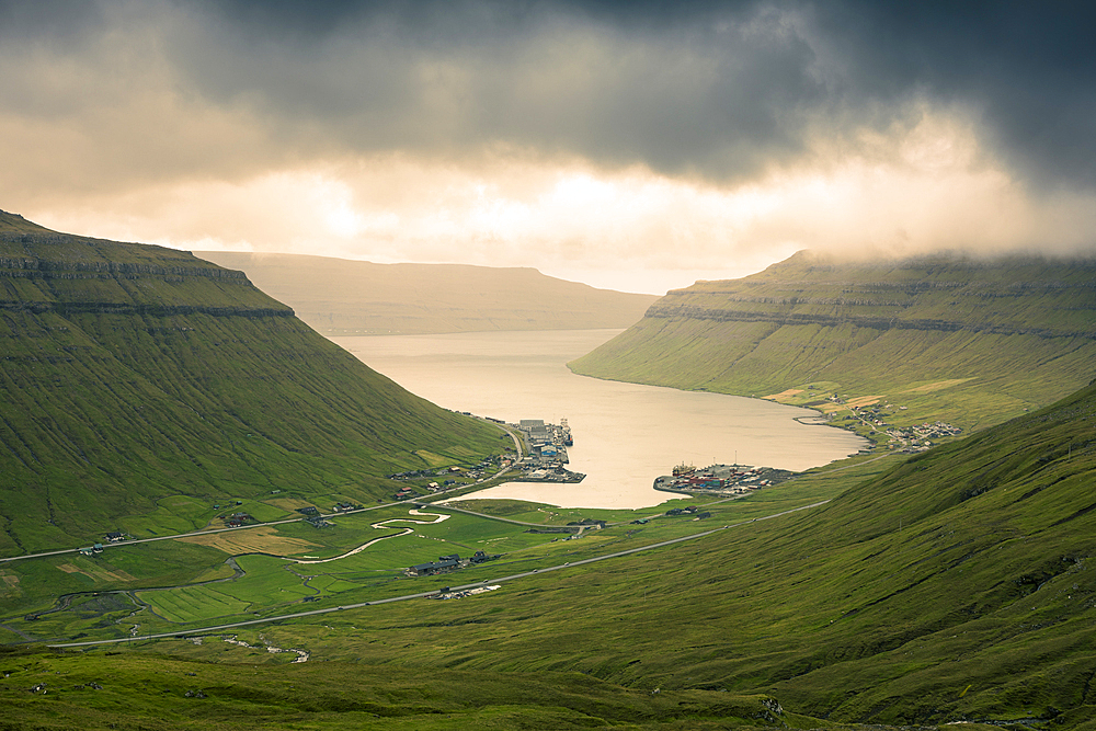 Kollafjørður fjord on the island of Streymoy, Faroe Islands