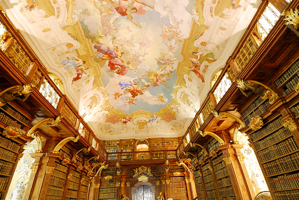 Library, Melk Abbey, Wachau valley, Lower Austria, Austria