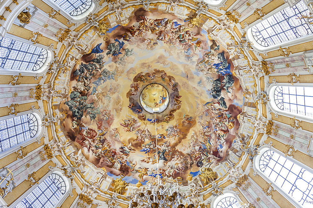 Dome fresco coronation of Benedict in the Benedictine Abbey Ettal, Upper Bavaria, Allgäu, Bavaria, Germany