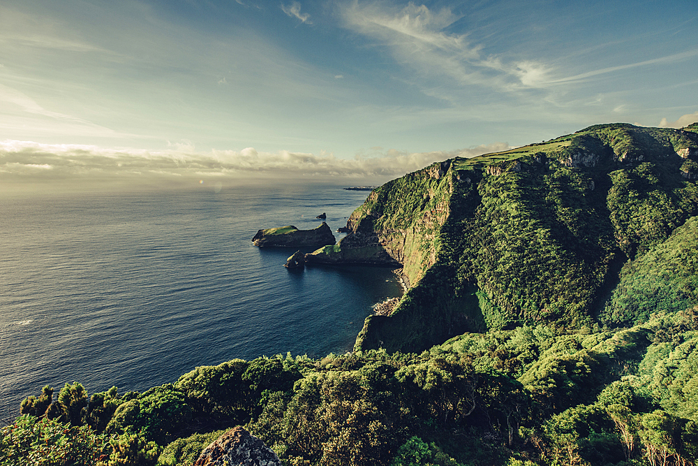 Bay on the island of Flores, Azores, Portugal, Atlantic, Atlantic Ocean, Europe,