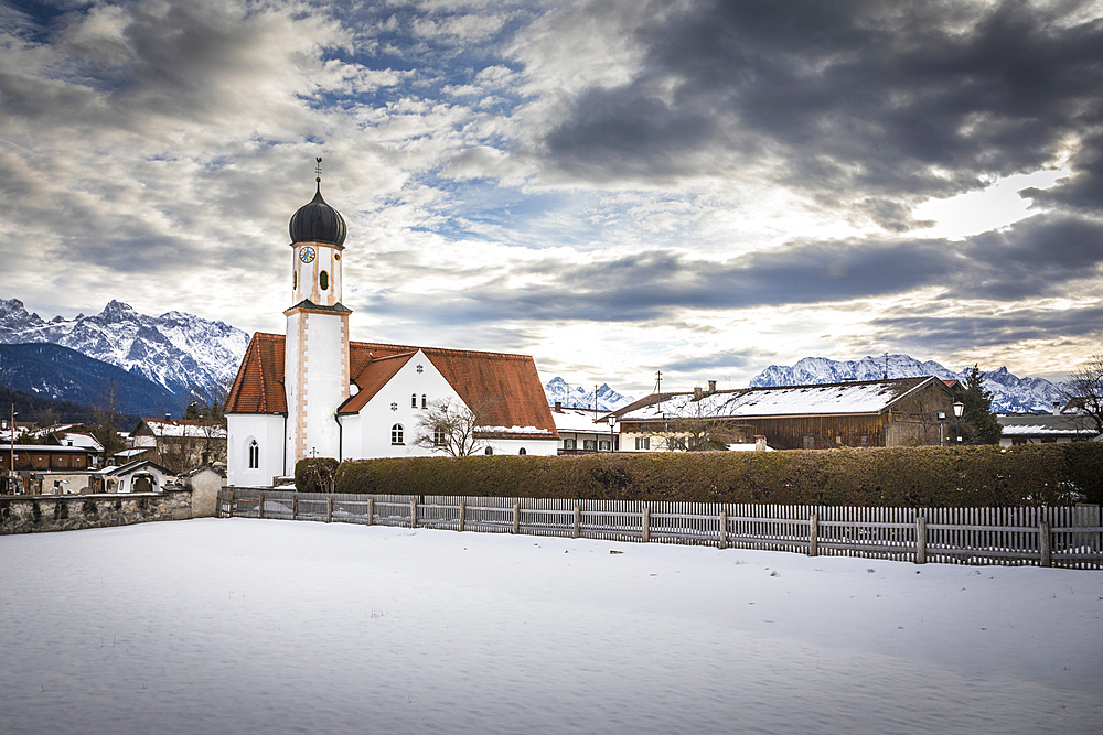 Church of St. Jakob in Wallgau, Upper Bavaria, Bavaria, Germany