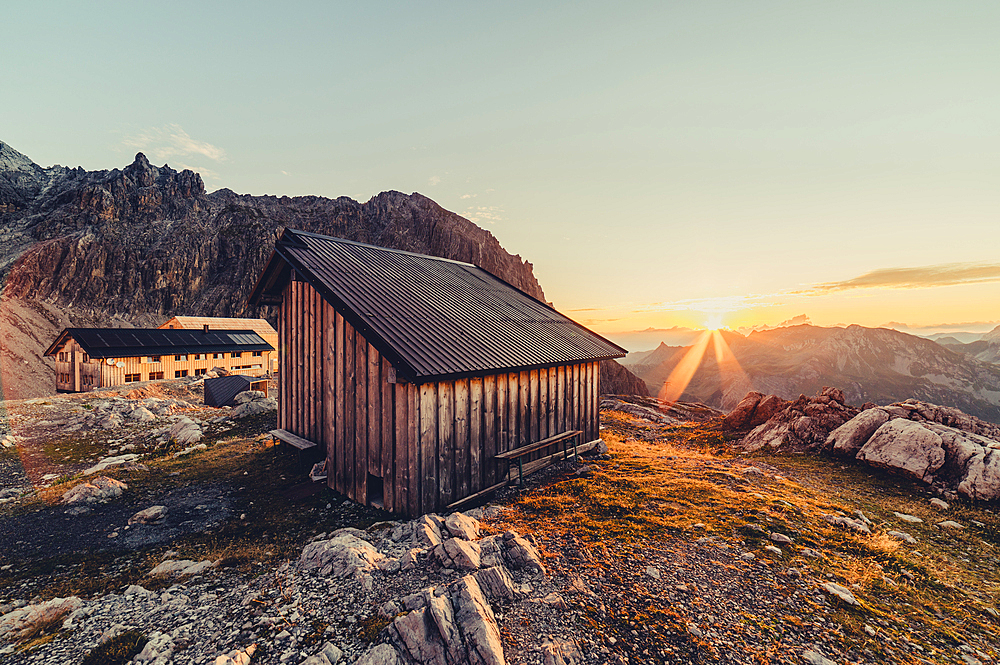 Sunrise at the Totalphütte, Rätikon, Vorarlberg, Austria, Europe