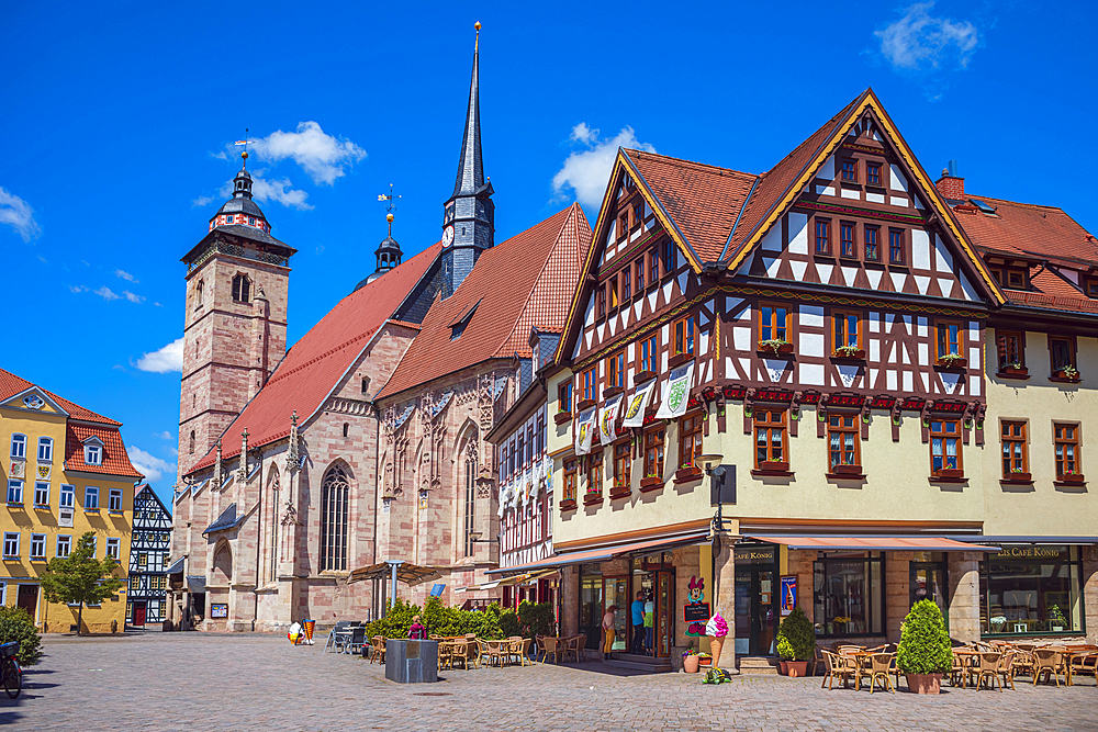 Altmarkt and Stadtkirche St. Georg in Schmalkalden, Thuringia, Germany