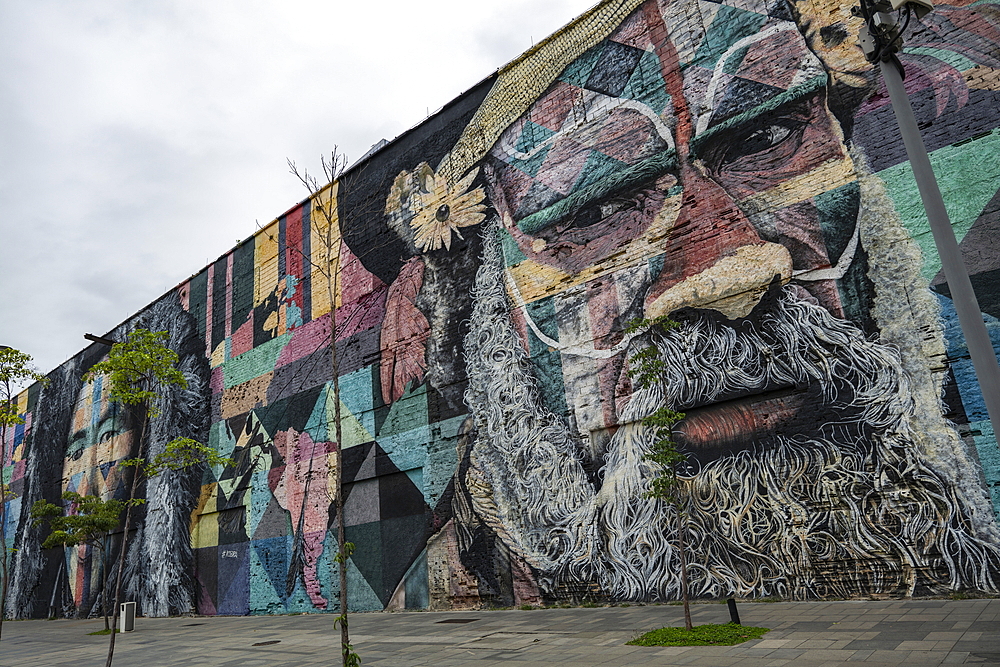 Huge mural across from the cruise terminal, Rio de Janeiro, Rio de Janeiro, Brazil, South America