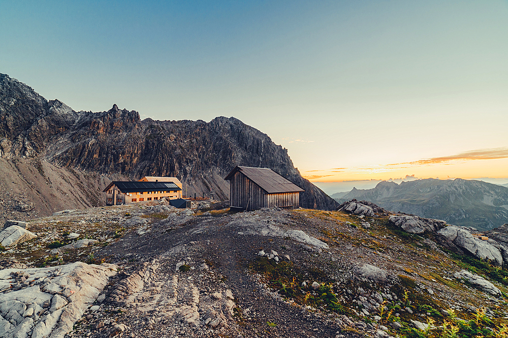 Sunrise at the Totalphütte, Rätikon, Vorarlberg, Austria, Europe