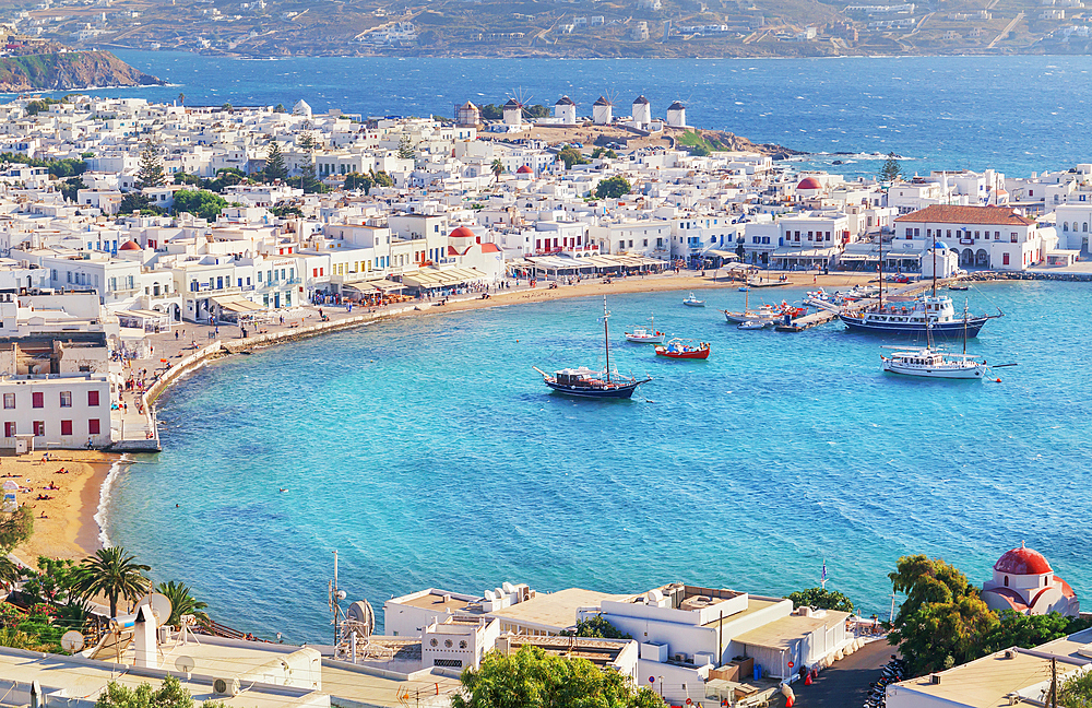 Mykonos Town, elevated view, Mykonos, Cyclades Islands, Greece