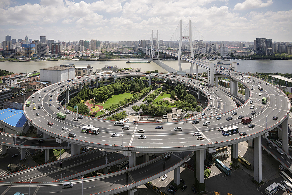 Driveway Nanpu Bridge, Shanghai, People's Republic of China, Asia