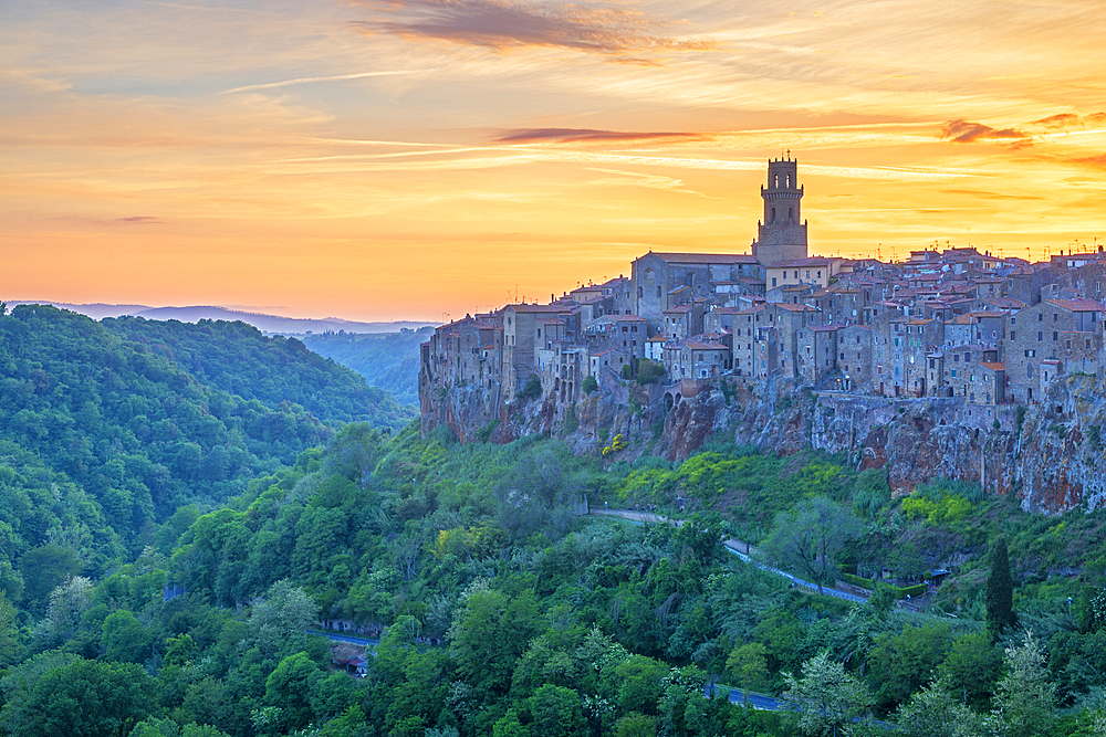 View to Pitigliano, Maremma, Province of Grosseto, Toscana, Italy