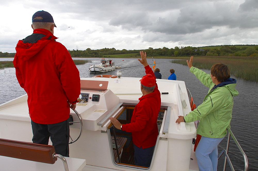 outdoor photo, with a houseboat on the Shannon & Erne Waterway, County Fermanagh, Ireland, Europe