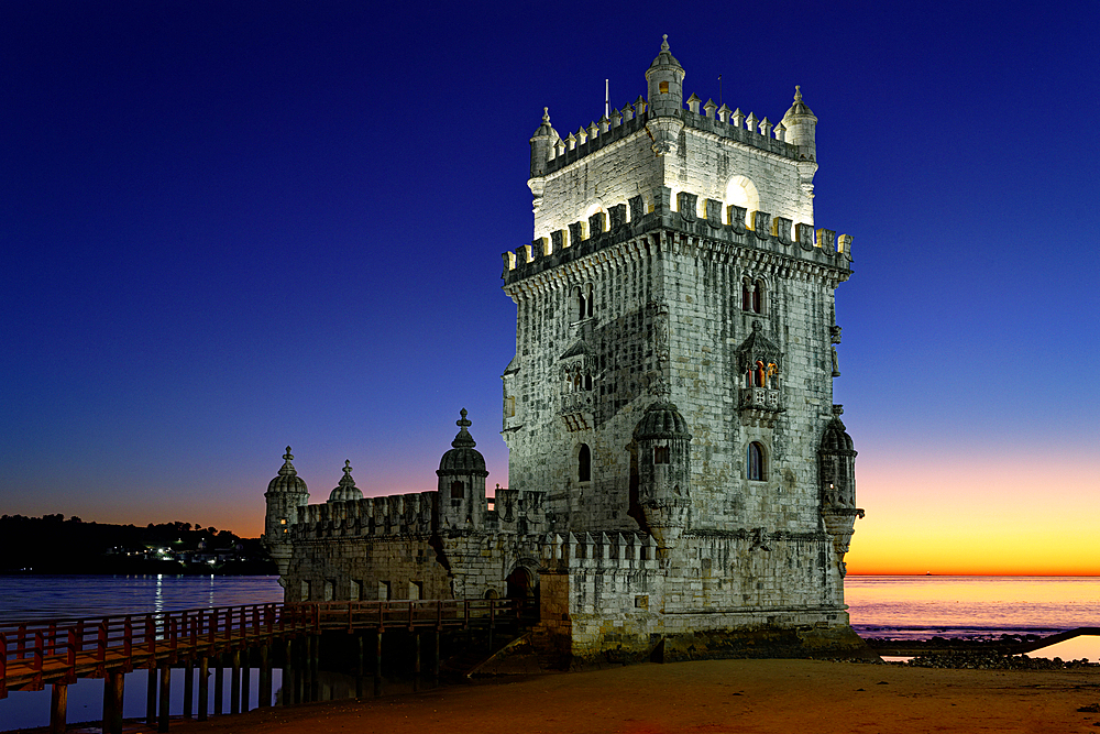 One of the landmarks of Lisbon, the Torre Belem, Tejo, Portugal.