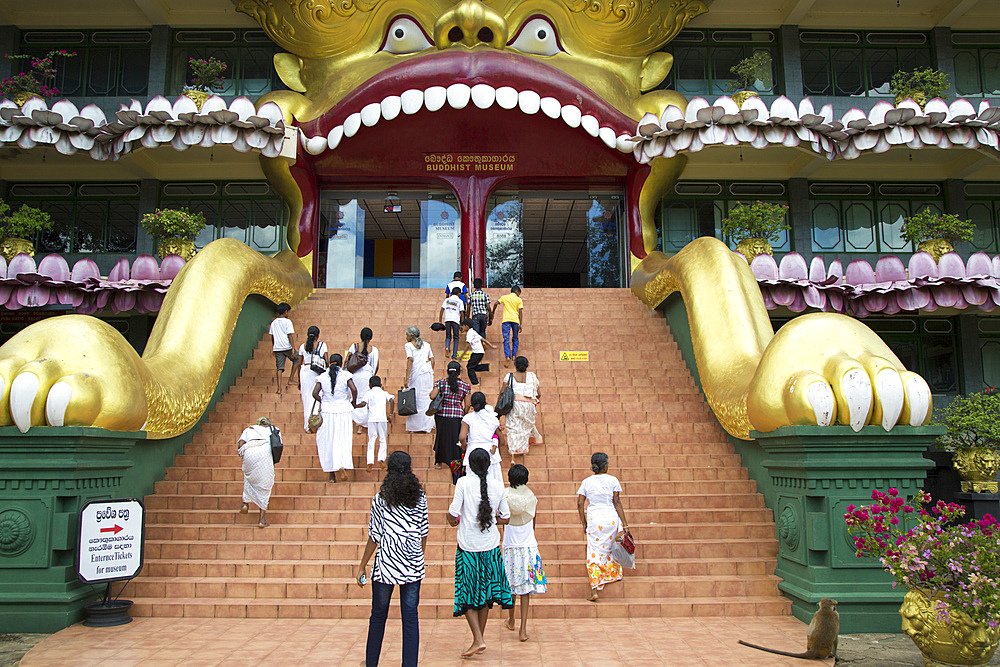 People at Dambulla Buddhist museum complex, Sri Lanka, Asia