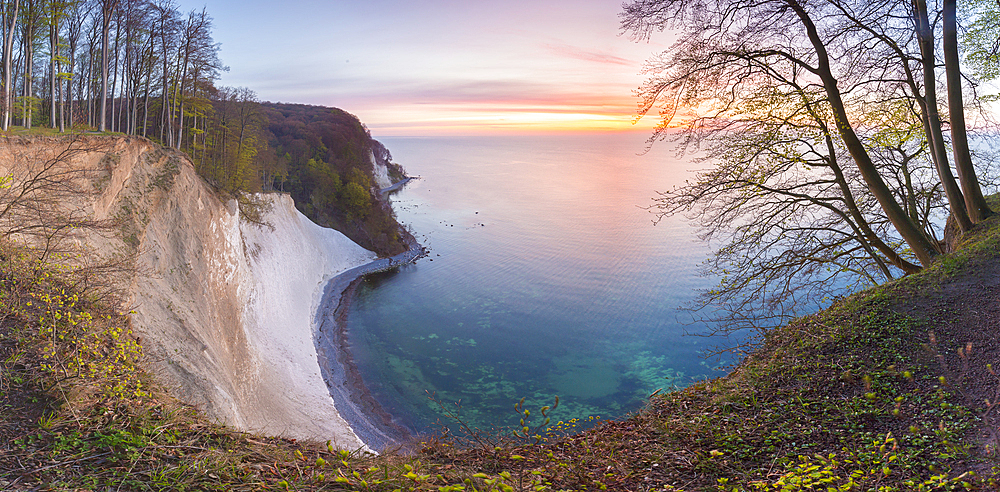 Morning mood at the chalk cliffs, Jasmund National Park, Ruegen Island, Mecklenburg-Western Pomerania, Germany