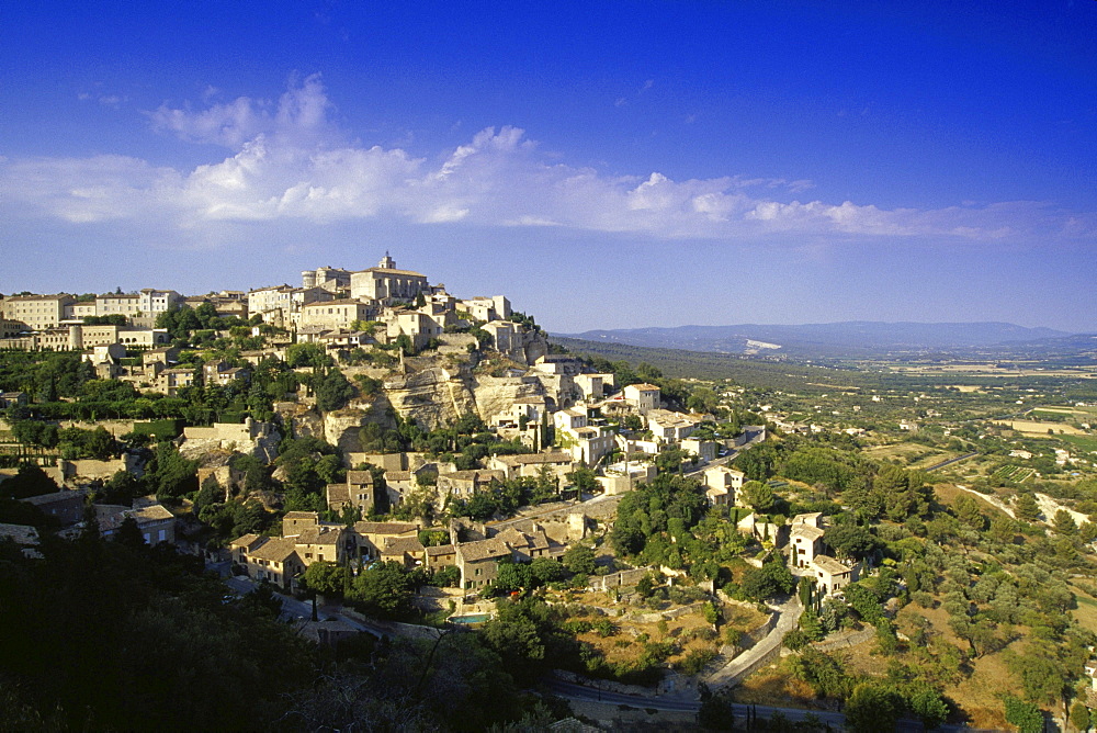 View at the village Gordes under blue sky, Vaucluse, Provence, France, Europe