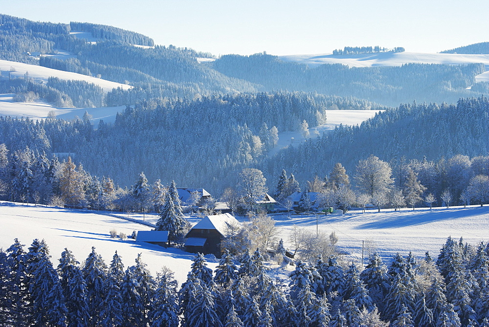 Winter's day at St. Maergen, Farmhouse, Black Forest, Baden-Wuerttemberg, Germany, Europe