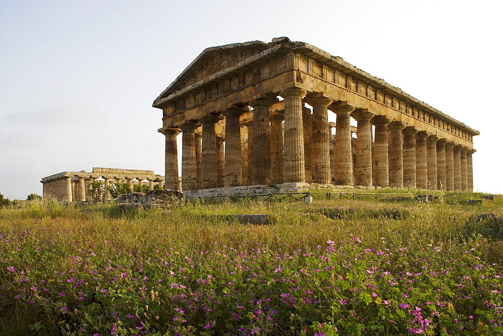 Temple of Hera, dedicated to Poseidon, UNESCO World Cultural Heritiage, Paestum, Cilento, Italy