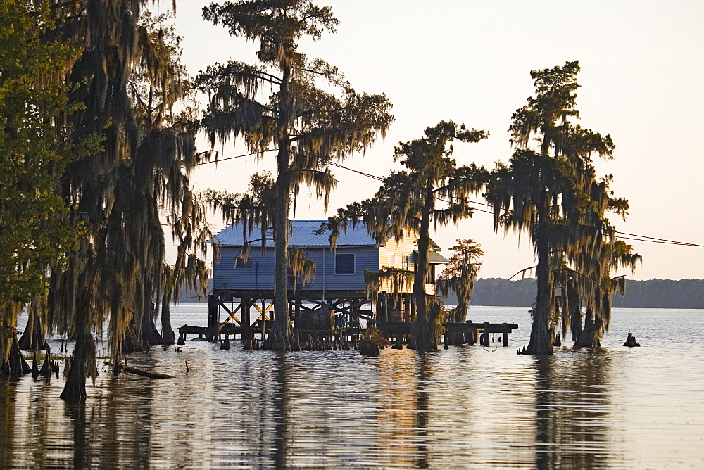 Cabins near Attakapas Landing on Lake Verret, near Pierre Part, Louisiana, USA