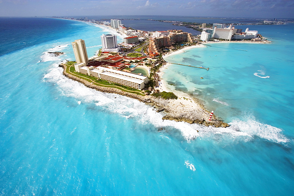 Aerial of Punta Cancun, Cancun, State of Quintana Roo, Peninsula Yucatan, Mexico