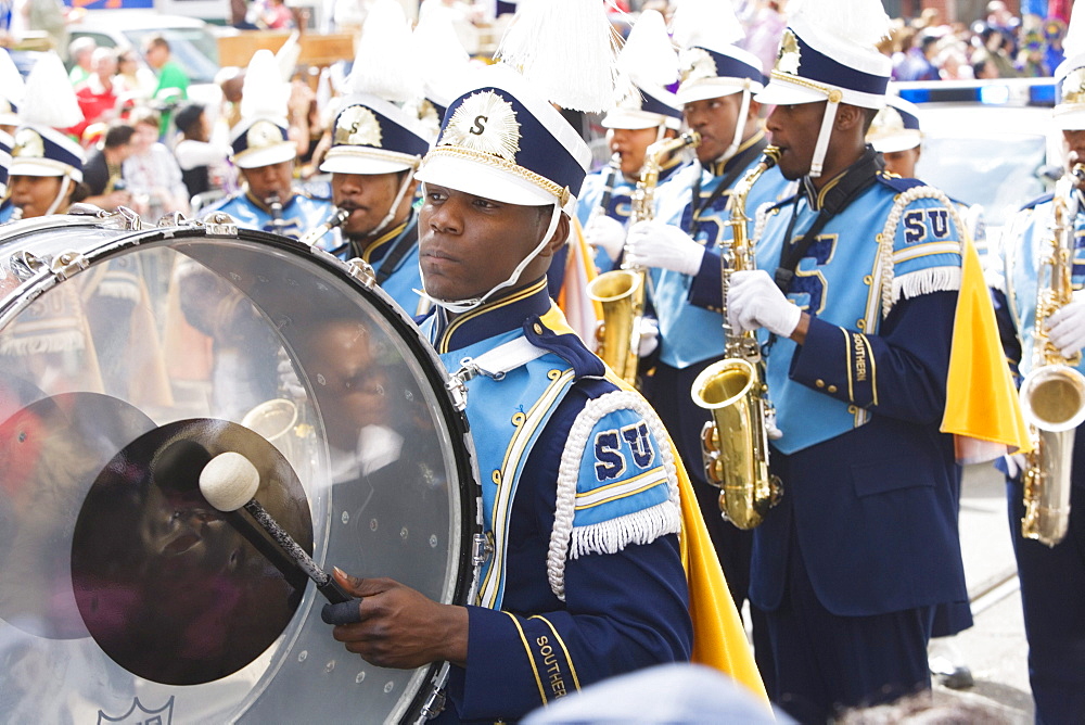 Brass band at the Carnival Parade on Mardi Gras, French Quarter, New Orleans, Louisiana, USA