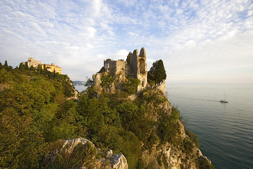 Castle ruins and Duino castle, Trieste, Friuli-Venezia Giulia, Upper Italy, Italy