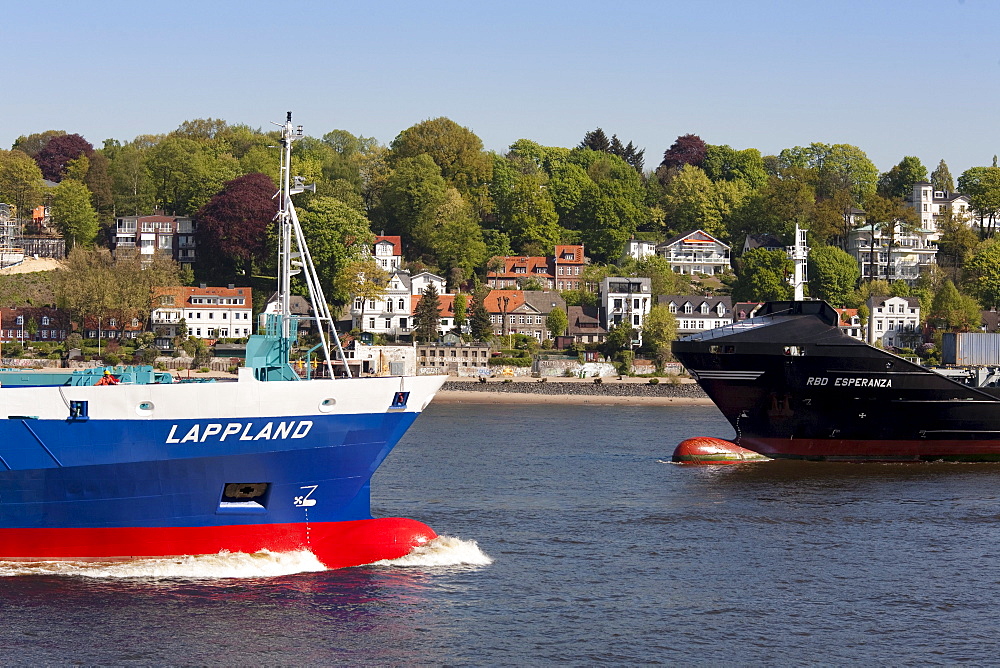 Two container ships, Port of Hamburg, Germany