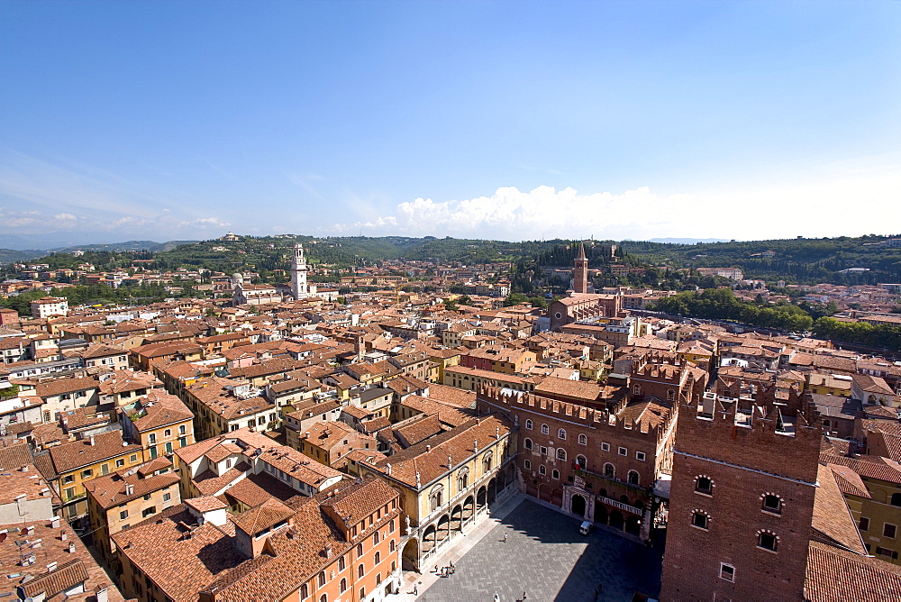 View from Lamberti Tower, Verona, Veneto, Italy