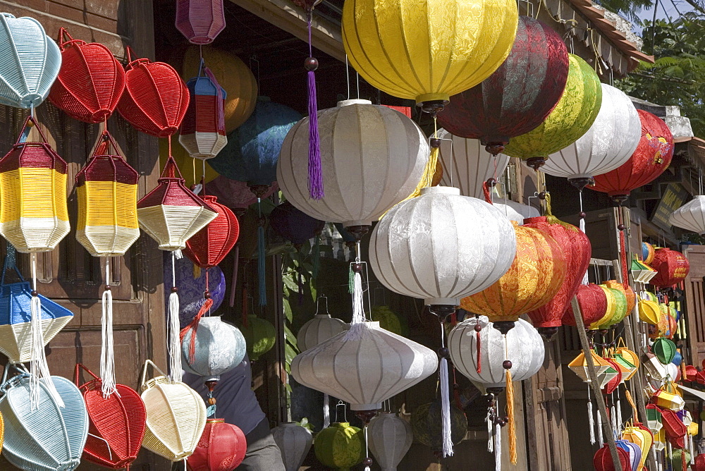 Chinese laterns in front of a shop, Hoi An, Quang Nam Province, Vietnam, Asia