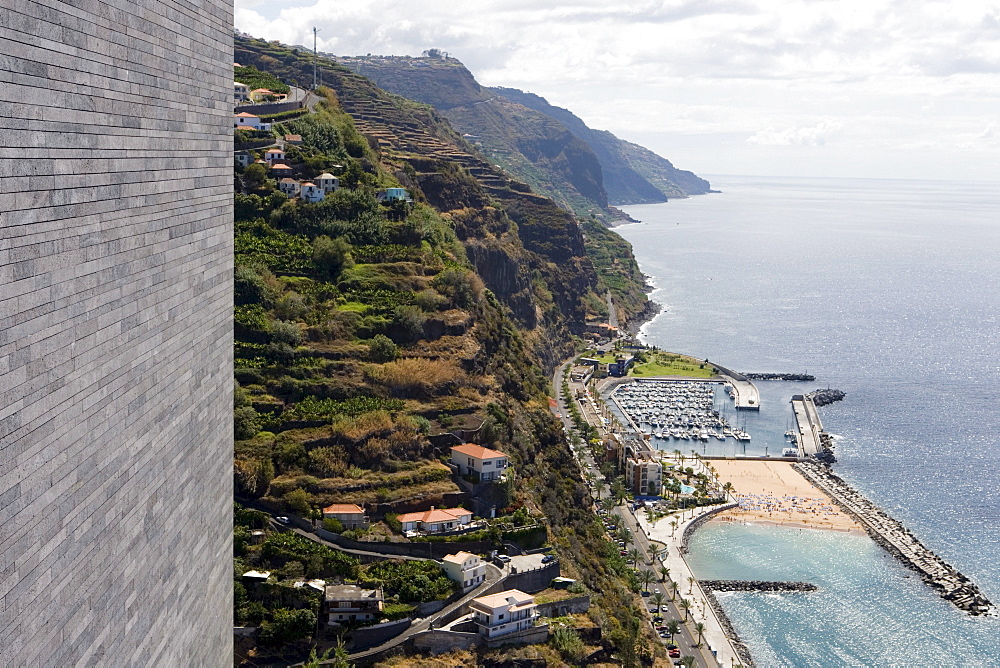 View of Calheta Beach and Marina from Casa das Mudas Arts Centre, Calheta, Madeira, Portugal