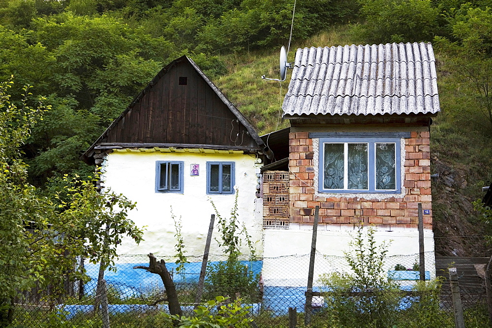 Romanian house with little orthodox icon on the wall, Saliste, Sibiu, Transylvania, Romania, Europe