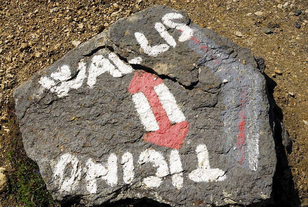 Boundary stone between Ticino and Valais, Passo del Corno Gries, Ticino Alps, Canton of Ticino, Switzerland