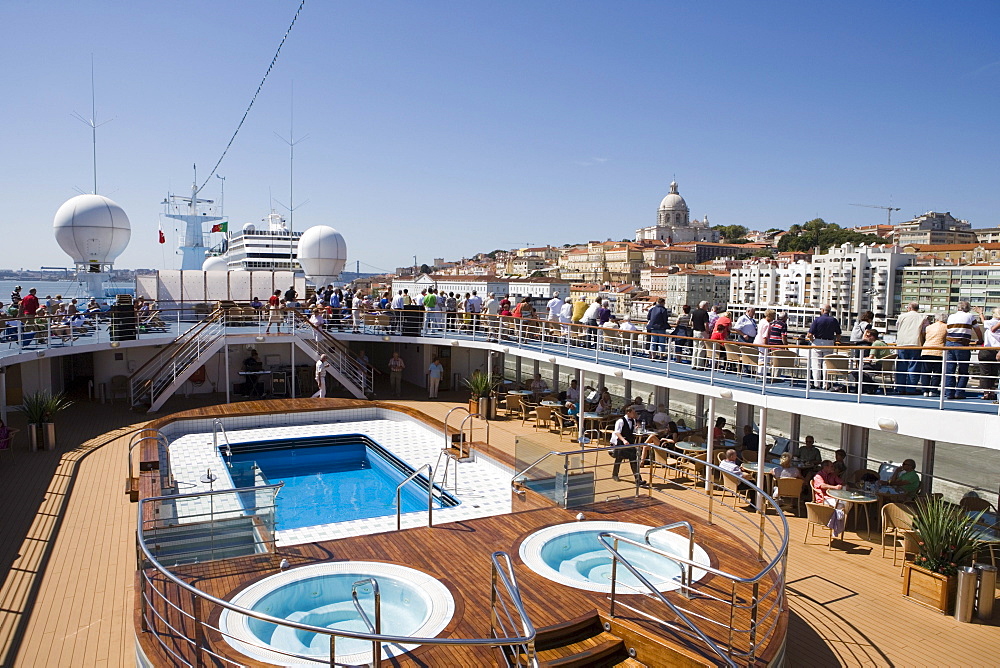 Pool deck of Cruiseship MS Delphin Voyager, Lisbon, Lisboa, Portugal, Europe