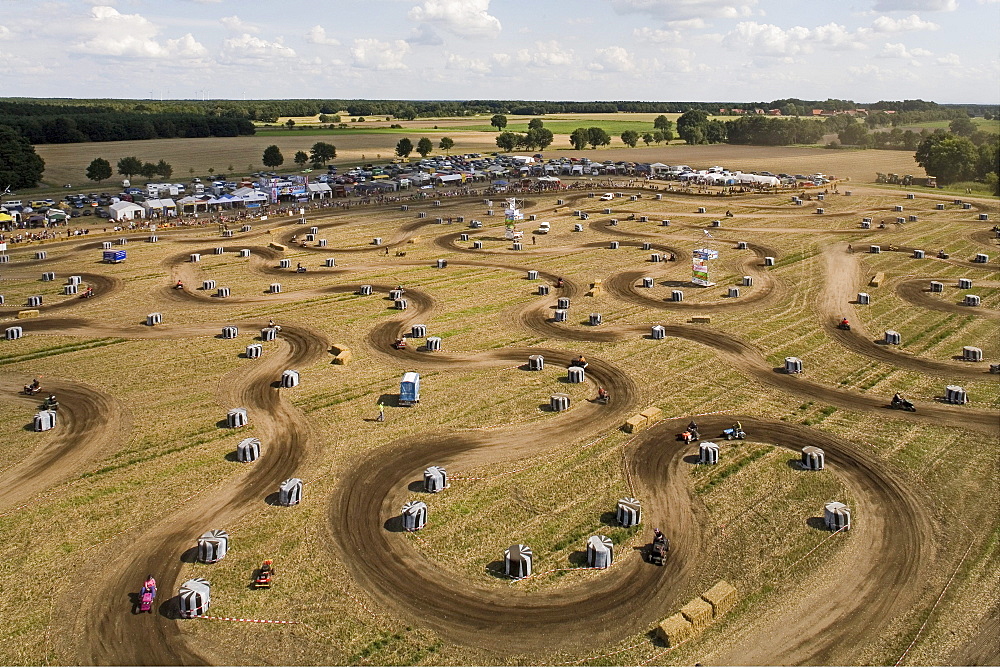 lawnmower tractor race, Thoense, Hanover region, Lower Saxony, northern Germany