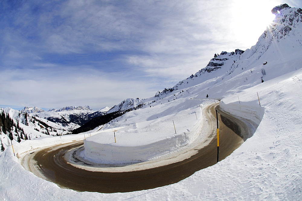 Cleared Road, Pordoi-Joch, Sella Ronda, South Tyrol, Italy