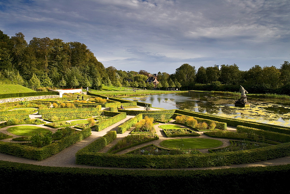 Barock terrace garden with lake, Neuwerkgarten, Gottorf Castle, Schleswig, Schleswig-Holstein, Germany, Europe