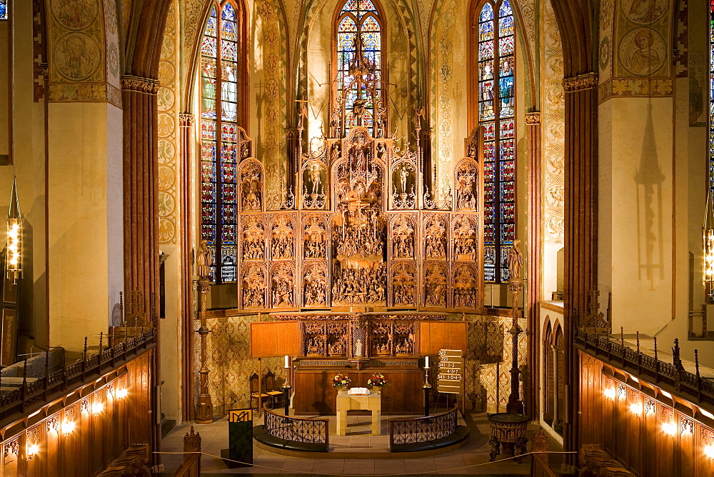 The Brueggemann or Bordesholmer Altar inside Schleswig Cathedral, Schleswig, Schleswig-Holstein, Germany, Europe