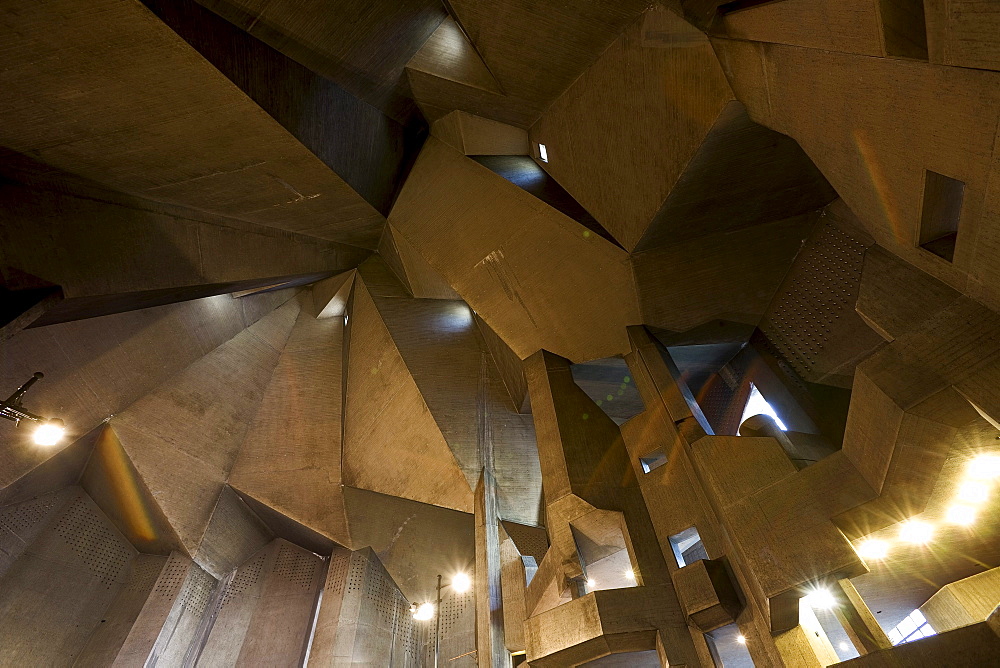 Pilgrimage church in Neviges, build in 1968 by architect Gottfried Boehm, Neviges, Bergisches Land, North Rhine-Westphalia, Germany, Europe