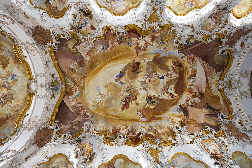 Ceiling fresco in the Zwiefalten minster, Muenster Unserer Lieben Frau, Zwiefalten, Upper Swabian Baroque Route, Baden-Wuerttemberg, Germany, Europe